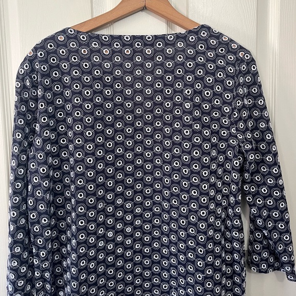 Talbots Swimsuit Cover Blue with White Eyelets V Neck - Picture 6 of 9